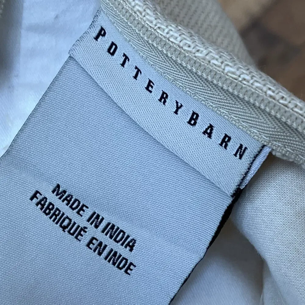 Pottery Barn Linen Blend Throw Pillow 16 x 26 in 100% Cotton Filled Red Striped